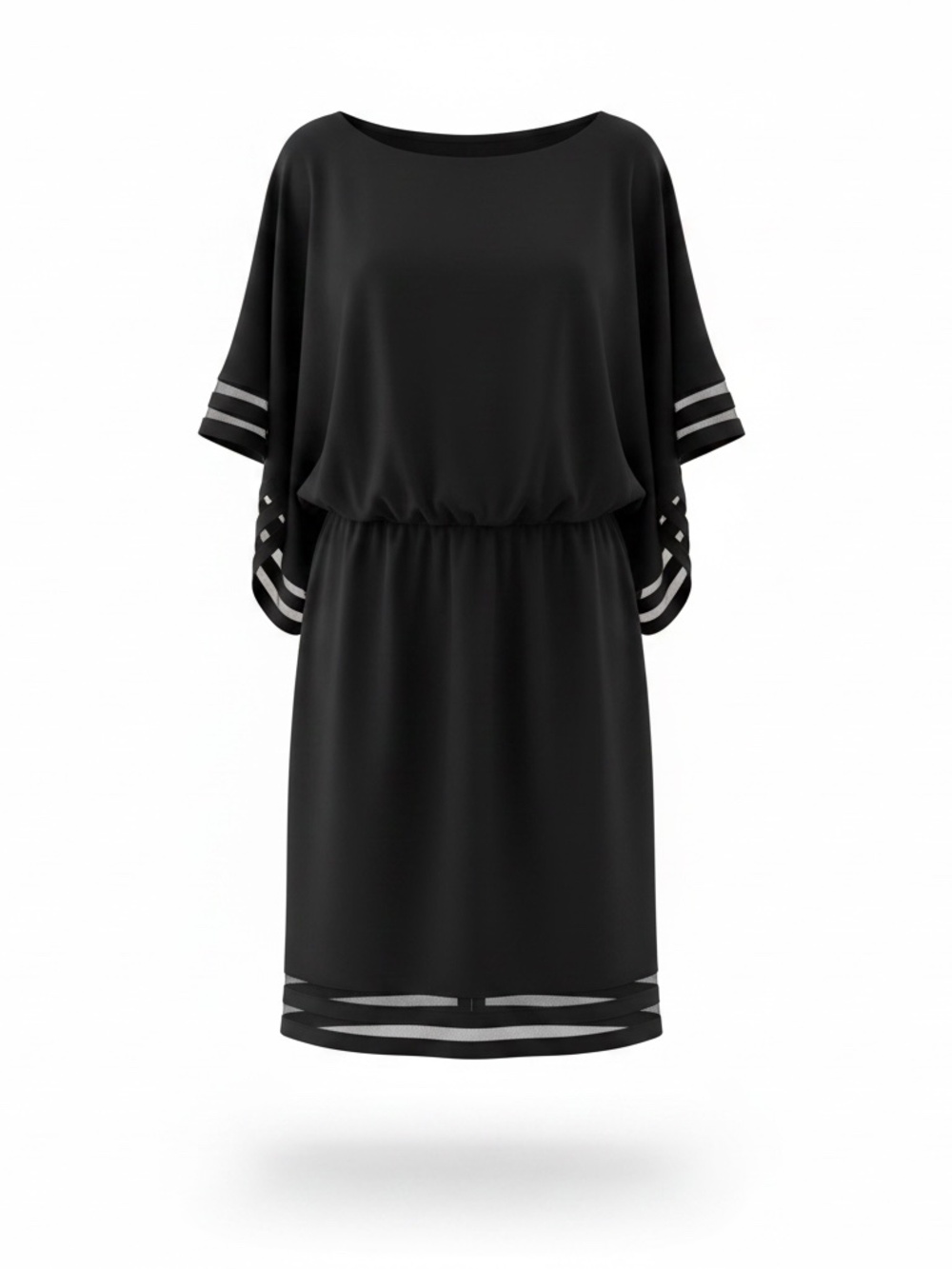 JH Jessica Howard Size 16 - Jersey ¾ Dolman Illusion Mesh Blouson Dress NWT